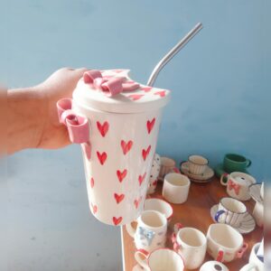 Red Heart Sipper with Lid & Straw
