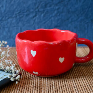 Red white Heart Mug