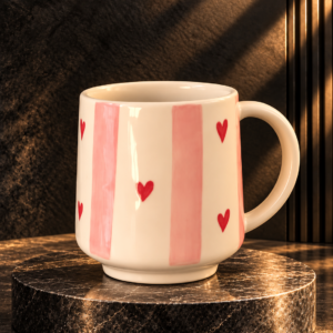 Heart Mug with Pink Lines